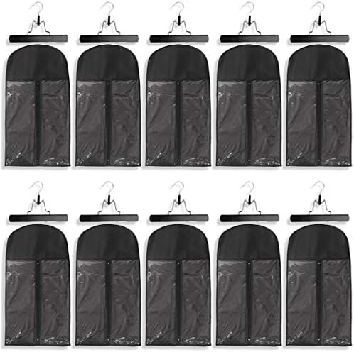 10 Pack Hair Extension Storage Bag Hair Extension Hanger Strong Holder Dust-proof Portable Suit with Transparent Zip Up Closure- Lightweight, Waterproof and Portable (Black) by Messen