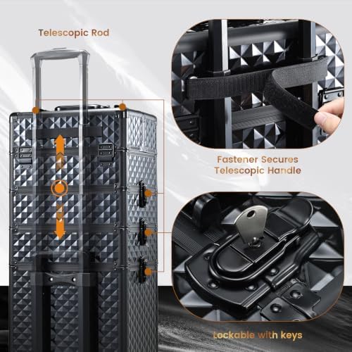 Stagaint Rolling Makeup Case 4 IN 1 Cosmetology Case on Wheels Salon Case - Image 4