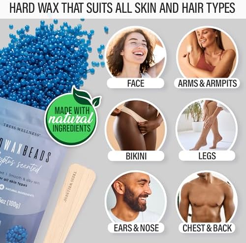 Tress Wellness Award Winning Waxing Kit for Sensitive Skin – Safe for Face & Skin, Easy to Use – At-Home Kit for Face, Bikini, Brazilian & Full Body - Digital Display, Black & White - Image 2