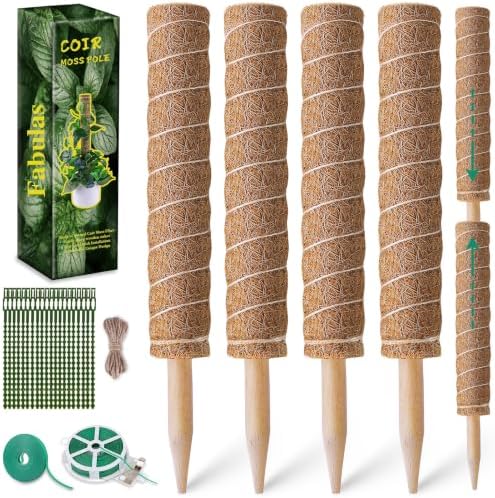 Fabulas Moss Pole Monstera Plant Support, Extended to 48 Inch, 4 Pack 16 in by Fabulas