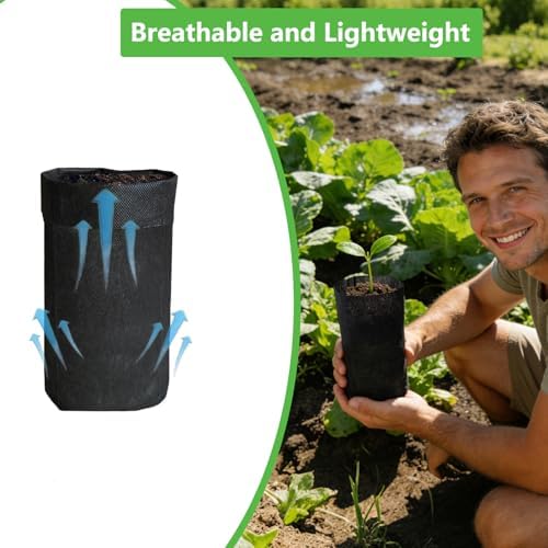 50PCS Nursery Grow Bags, Black Plant Grow Bag for Starting Rooted Plants Vegetable, Flower, Seedling Tree Seedling Pots, 8.5" H Before Loading Soil - Image 4