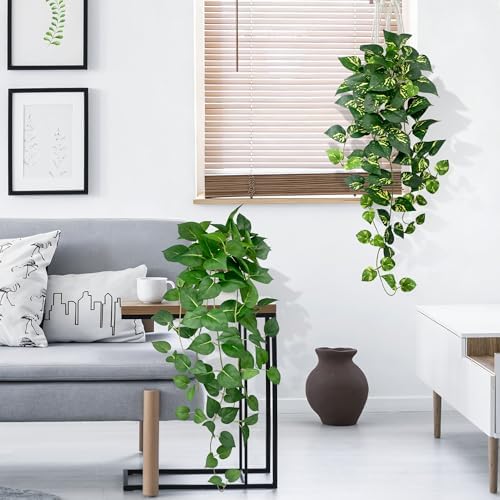 2 Pack Artificial Hanging Plants with White Pots 31.5'' - Image 4