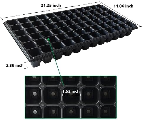 RooTrimmer Deep 72 Cell Seedling Trays, Thick Durable 72 Cell Plug Tray Big Cell Seed Trays for 1020 Flat Trays Germination (10-Pack, 21.25"×11", 2.36" Height, High) - Image 2