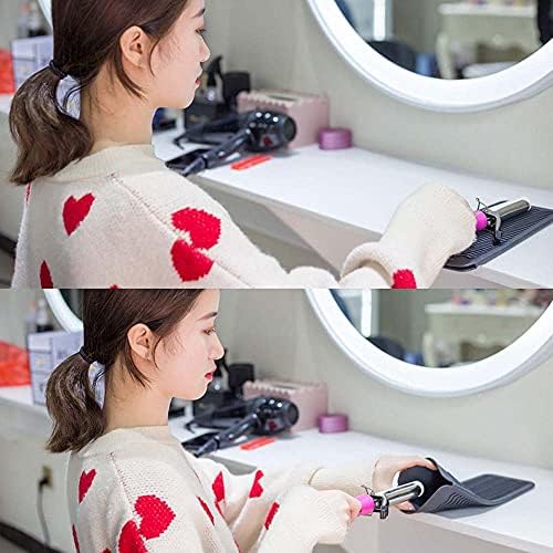 Heat Resistant Mat for Curling Iron, Silicone Flat Iron Mat & Holder for Counter, Portable Travel Curling Iron Mat & Pocket for Hot Hair Styling Tools - Image 7