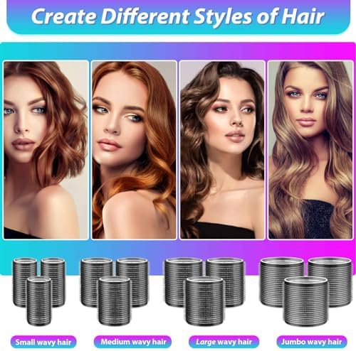 Hair Curlers Set with 24 Rollers (6 Jumbo, 6 Large, 6 Medium, 6 Small) and 24 Clips for All Hair Lengths (Black) - Image 3