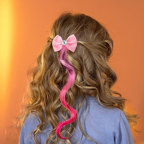6 Pcs Hair Clips for Girls - 13in Color Hair Extensions Clip for Girls, Curly Clip in Hair Extensions with Cute Unicorn Bow for Toddler Kids Ponytails Accessories - Image 4