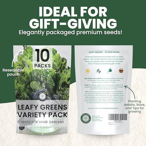 Leafy Greens Seeds | 10 Individual Packs | 2026 Season | Non-GMO | Lettuce, Kale, Spinach, Arugula & More! | for Planting Indoor & Outdoor | by Family Sown - Image 2