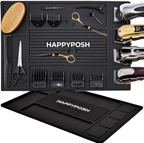 Magnetic Barber Mat, Barber Mats for Clippers, Barbershop Salon Pad for Station, Table Matt, Counter Tool Organizer for Pro Hairstylist by HAPPYPOSH
