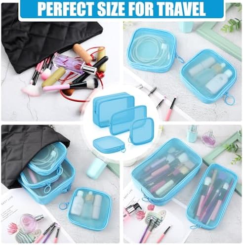 Weewooday 4Pcs Mesh Makeup Bag, Blue, Small, Large, Medium, Classic - Image 4