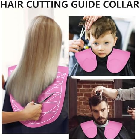Waterproof Silicone Hair Cutting Guide Collar with Guidelines, Pink - Image 6