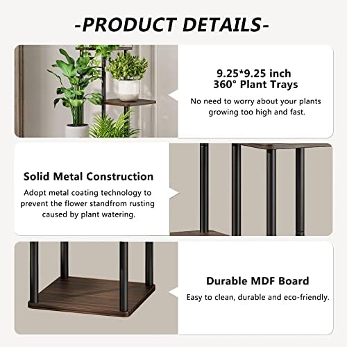 AZERPIAN 6 Tier Tall Plant Stand Indoor Corner Tiered Shelf Metal MDF Board - Image 5