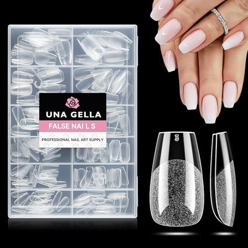 UNA GELLA Short Coffin Nail Tips 216pcs/12 Sizes Soft Gel Tips by UNAGELLA