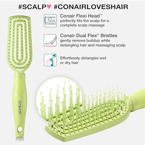 Conair Scalp Care Detangling hairbrush - Curly Hair Brush - Scalp Massager - hairbrushes for women & men - detangler for all lengths - can use wet or dry - Slim - Image 3