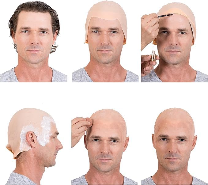 Kangaroo Realistic Beige Latex Bald Cap for Men & Women for Halloween Party - Image 5