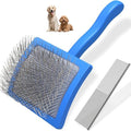 2PCS Slicker Brush for Dogs & Pet Comb,Professional Dog Grooming Brush (Goldendoodles,Poodles,Labradoodles) with Extra Long Pins to Effectively Remove Tangles, Knots and Mats (Blue, Large) by Unknown
