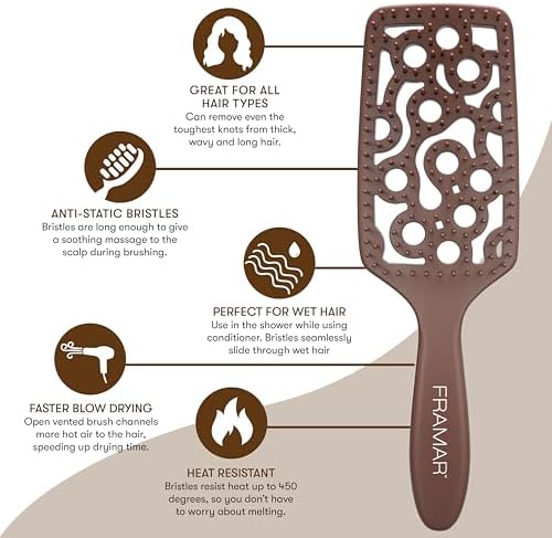 FRAMAR Professional Vented Hair Brush, Curved Hair Brush For Blow Drying - Image 2