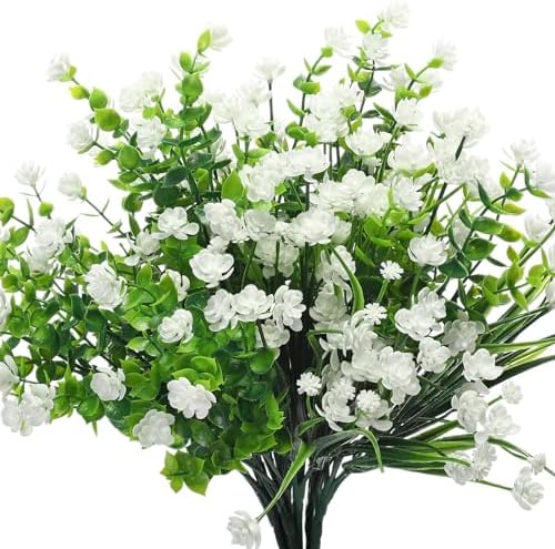 WILLBOND 12 Bundles UV Resistant Faux Flowers, White by Willbond+Technology+Limited
