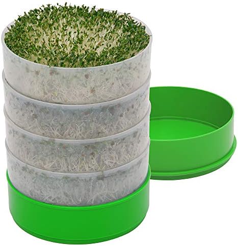 KITCHEN CROP Deluxe Seed Sprouter with 4 Growing Trays and 1 Seed Packets, (Alfalfa Seeds) Easily Grow Sprouts Indoors for a Healthy Lifestyle by VKPBrands