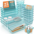 25 PCS Clear Plastic Drawer Organizer, Makeup Organizers and Storage Bins by WOWBOX