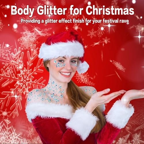 MEICOLY Light Blue Body Glitter,Mermaid Princess Face Glitter Gel,Ice Blue Hair Glitter Face Paint for Halloween,Frozen Birthday Party Decorations,Festival Rave Glitter Gel - Image 3