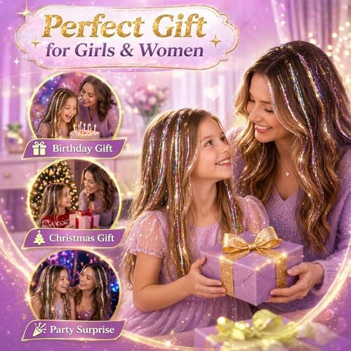 Hair Tinsel Clip in Pack of 18 Pcs Silver Hair Accessories - Image 6