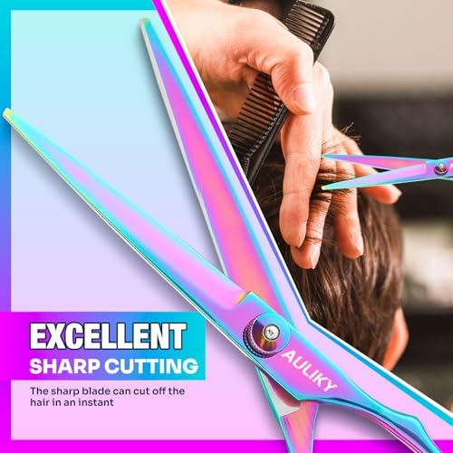 Hair Cutting Scissors Shears Kit, 6.7” Barber Scissors,Professional Haircut Kit,Stainless Steel Hairdressing Thinning Scissors Shears for Barber,Salon,Women,Home,Men - Image 5