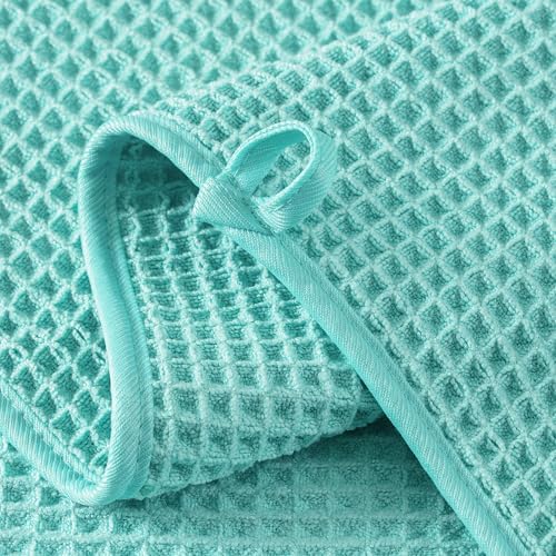 Microfiber Waffle Face Towels, 4 Pieces, Soft, Absorbent, Fast Drying, Lint Free 430 GSM (Turquoise) - Image 3