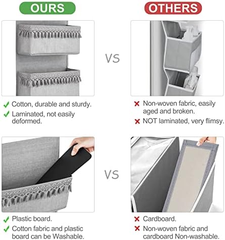 Dahey Over The Door Organizer 4 Pockets Hanging Behind Door Storage, Grey - Image 5