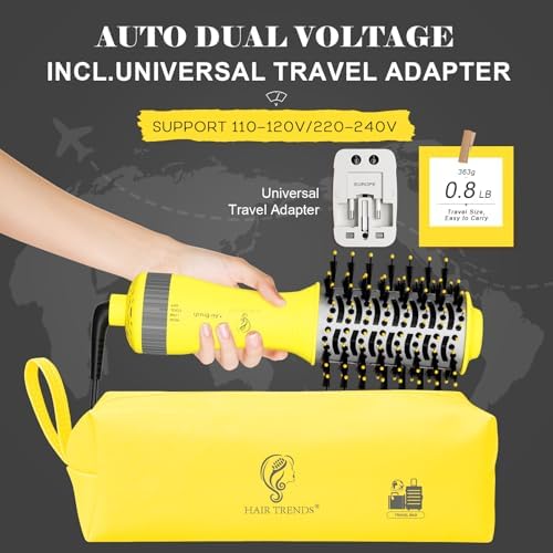 Auto Dual Voltage Hair Dryer Brush with European Travel Plug - Image 3