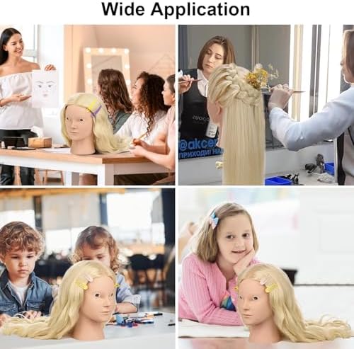 26"-28" Mannequin Head with 80% Real Hair– Cosmetology Training Doll Head for Hair Styling, Braiding & Makeup Practice – No Makeup - Image 6