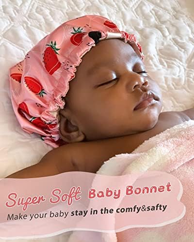 YANIBEST Baby Satin Bonnet Sleep Cap - Double Layer Reversible Adjustable Silky Satin Cap for Infant Toddler(6-36Months,Light Pink) - Image 3