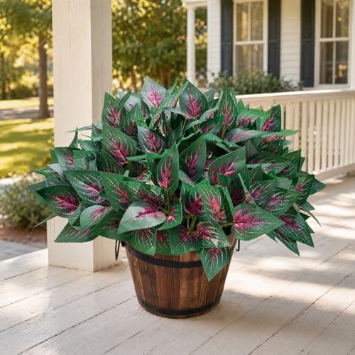 Artificial Winter Plants Faux Coleus Greenery for Outdoor Porch Planters - Image 2