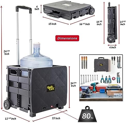 dbest Products Quik Cart Sport Collapsible Rolling Crate on Wheels - Black - Image 4