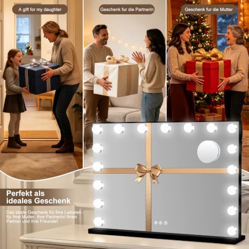 Moonee Vanity Mirror with Lights, 28"×20", with USB Charging Port, Black - Image 7