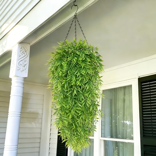 Waipfaru 4Pcs Artificial Hanging Plants, Fake Bamboo Leaves Vines - Image 4