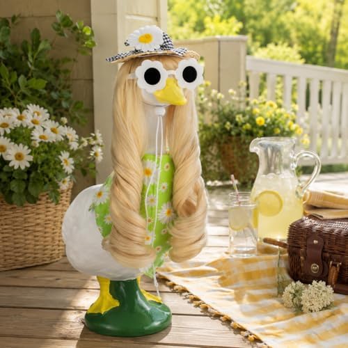 Daisy Porch Goose Outfit with Long Blonde Wig & Hat, 4-Piece - Image 6