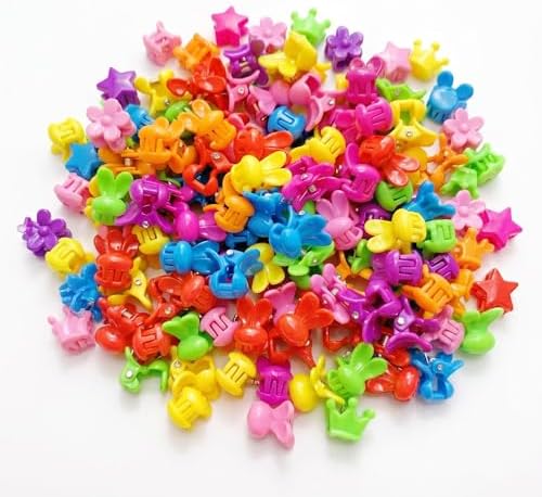 100 Pcs Mini Hair Clips for Girls, Cute Pastel Flower & Animal Design Clips, Durable Plastic Hair Accessories for Toddlers and Kids - Image 5