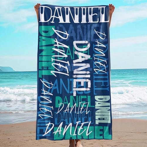JML Personalized Beach Towel with Name, Custom Beach Towel with Name, Customized Microfiber Pool Towel, Quick Dry & Absorbent Swim Towel for Adult,Anniversary, Birthday, Summer Holiday,Vacation by JML
