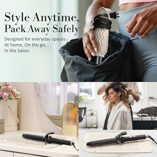Large Vanity Mat, Heat Resistant Mat for Hair Tools, Vanity Décor, Ivory - Image 6