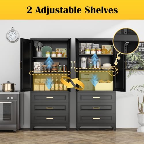 SteeLoong 75" Metal Storage Cabinet with Doors and 2 Adjustable Shelves - Image 5