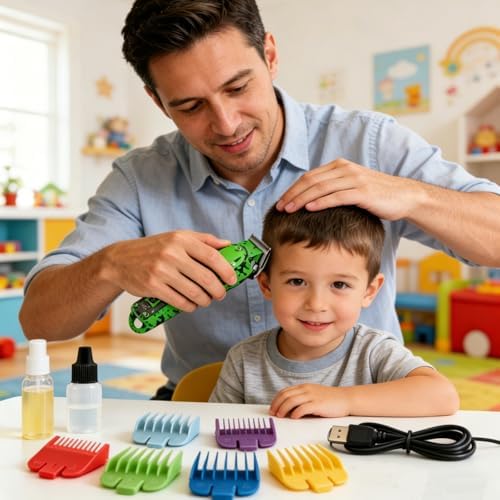 Professional Hair Clippers for Men, Cordless Barber kit for Hair Cutting & Grooming, Hair Clippers and Trimmer Set for Barber Haircut with LED Display, 8 Fade Taper Combs(Green Set) - Image 6