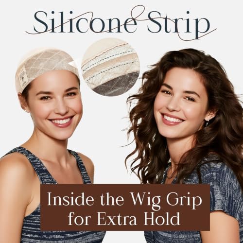 Wig Grip Cap with Silicone Strip to Keep Wigs in Place, Nude 2 PCS - Image 3