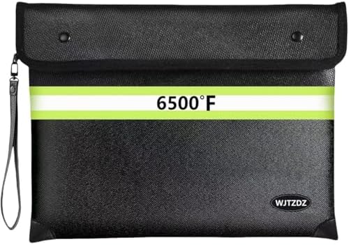 6500°F Fireproof Document Bag, Upgraded Fireproof/Waterproof Money Bag with Zipper/Reflective Strip,Storage Pouch for A4 Letter Size Document,Cash,Cell Phone,Passport by FirepyroofSafetyFamily
