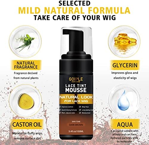 Lace Tint Melting Mousse for Wigs, Toupees, and Hairpieces - Natural Finishing Color and Glue Tool Set (Dark Brown) - Image 2
