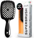 Janeke Superbrush Detangling Brush for Soft Smoothing Hair Brushing with Anti-Static Bristles - Vented Wet Hair Brush for Blow Drying Use - Perfect for Curly, Thick, Wavy, Fine Hair Types (Black) by Janeke