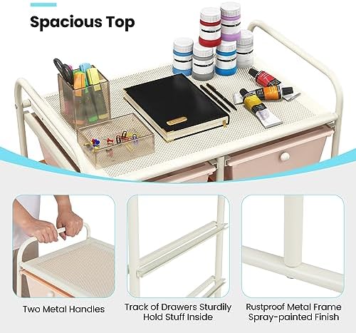 Giantex 10 Drawers Rolling Cart, Classroom Organizers, Storage Cart with Wheels, for Teacher Office Home School Supplies Tool Craft Art Paper, Multicolor - Image 7
