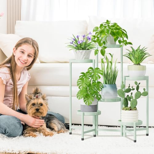iDavosic.ly Plant Stand Indoor Outdoor, 6 Tier Metal Corner Shelf, Green - Image 2
