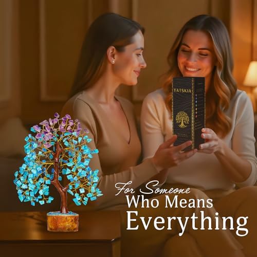 YATSKIA Amethyst Turquoise Crystal Tree of Life, Unique Gifts for Women, Mom & Friends, Handmade Gemstone Tree, Boho Room, Shelf & Office Desk Decor, Birthday Gifts - Image 4