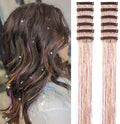 Gold Hair Tinsel Pack of 12 Pcs Glitter Hair Accessories 20 Inch Clip in Hair Tinsel Extensions Fairy Hair Accessories Party Kit for Women Girls(12Pcs,Gold Pink#) by Umylar
