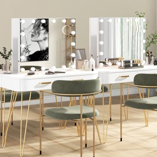 Tangkula Vanity Mirror with Lights, 26" x 21" Makeup Mirror with 18 LED Bulbs, Adjustable Color Lighting Modes & Brightness, Hollywood Mirror with 3X Magnifying Mirror, Tabletop & Wall-Mounted - Image 3